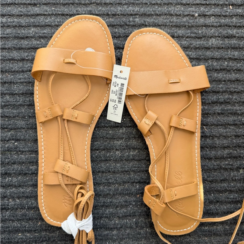 Madewell Tan Sandals with Wrap-Around Straps